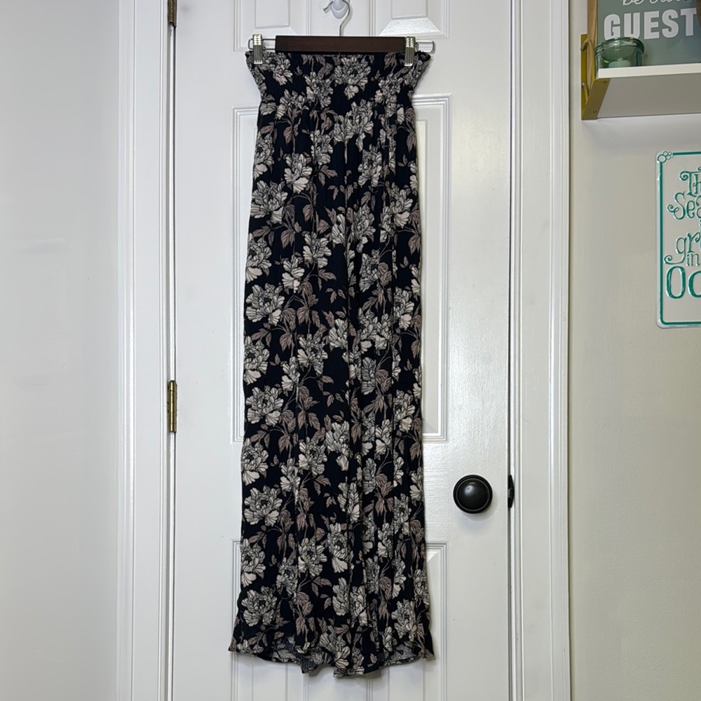 Rewash Black and Gray Smocked Wide Leg Pants
